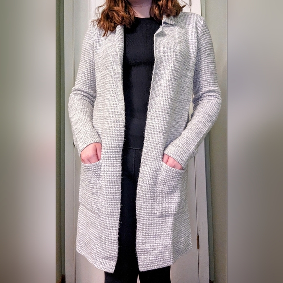 Dynamite Grey & White Knit Sweater Coat | Size XS - Picture 3 of 11